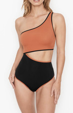 Victoria  s Secret Ginger Cut Out One-Piece One Shoulder Swim Bathing suit M NEW