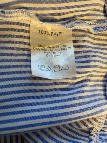Duffield Lane Blouse Women XL Blue White Striped Baby Doll Rayon Top Preppy Cute - Picture 4 of 7