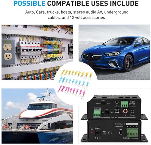 Kit de conector de cable termorretráctil 250 piezas hágalo usted mismo terminales automotrices marinas impermeables - Imagen 7 de 8