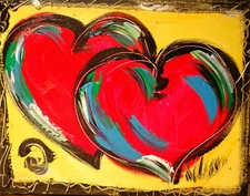 Painting HEARTS ART  abstract SIGNED BY KAZAV Original    IMPRESSIONIST 