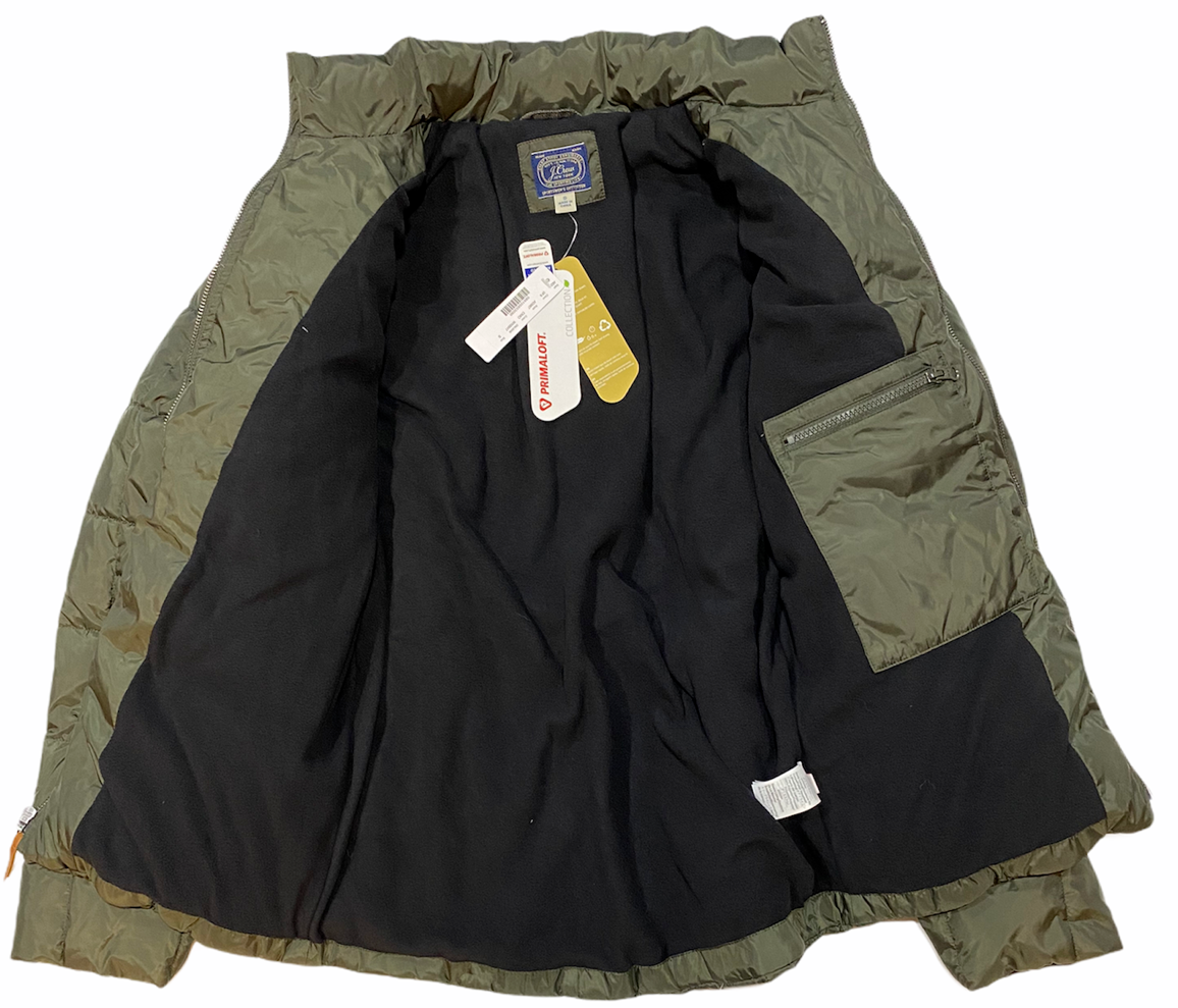 NWT J CREW Men's Puffer Jackets SMALL Olive Green Primaloft