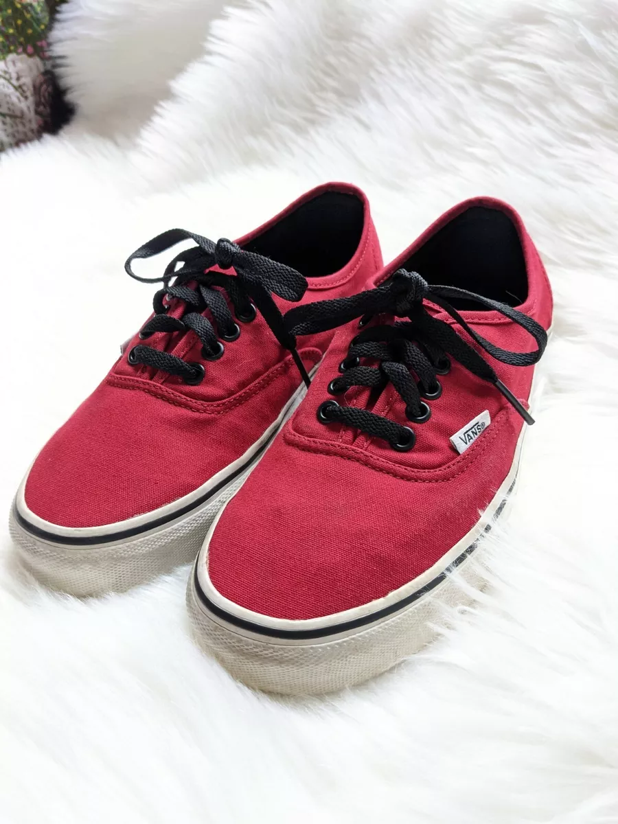 Vans Off The Wall Red Low Tops With Black Laces Men UK 7 US 8 Nice