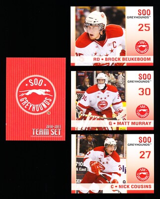 2010 SOO GREYHOUNDS JUNIOR HOCKEY SET OF 28 ROOKIES NICK COUSINS / MATT MURRAY