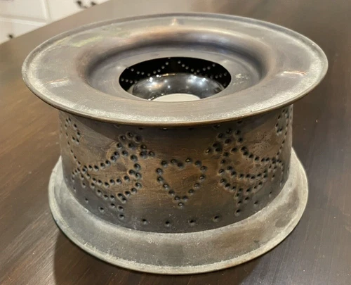 Solid Copper Warmer Stand with Glass Candle insert Pfaltzgraff Village 18 USA