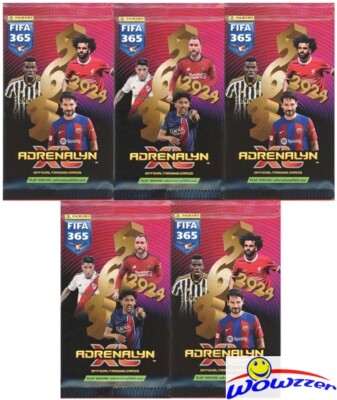(5) 2024 Panini Adrenalyn XL FIFA 365 Soccer Factory Sealed Booster Packs-30 Crd