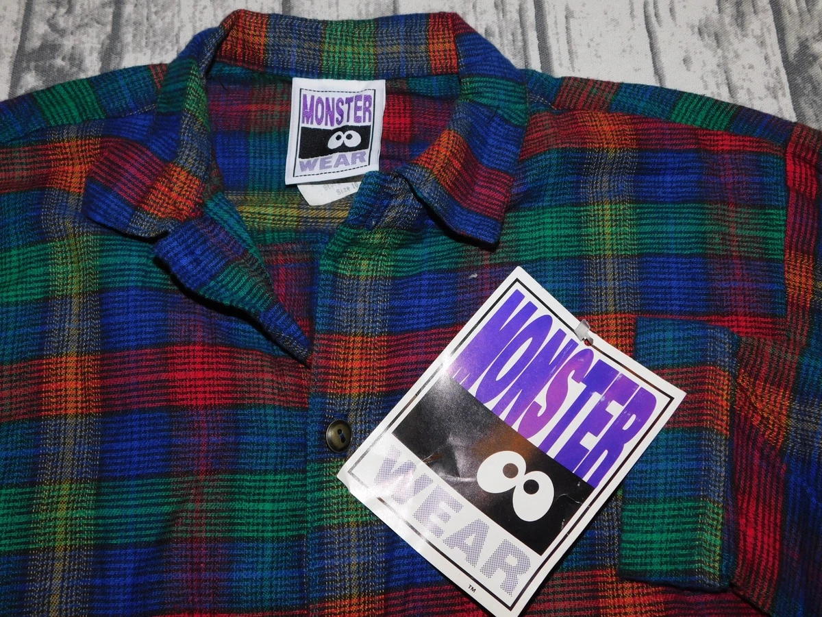 VTG NWT FLANNEL SHIRT PLAID MONSTER WEAR MADE IN USA KIDS BOY GIRL