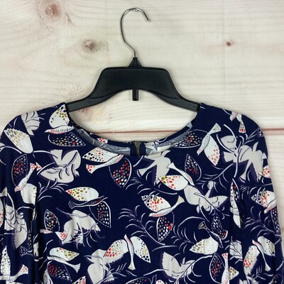 old navy blue bird dress Old Navy Dress Womens XS Blue Dove Bird Print 3/4 Sleeve Shift Scoop Neck  Zipper