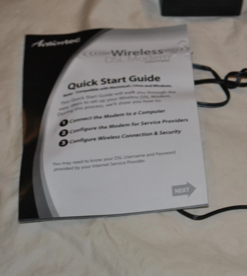 WIRELESS ACTIONTEC DSL GATEWAY MODEM GT784WN w/power cord tested works - Image 3 of 4