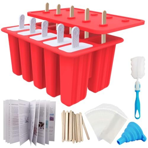 Miaowoof Homemade Popsicle Molds, 10-Cav Non-BPA  Assorted Sizes , Colors 