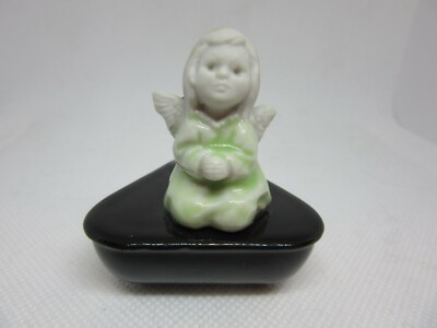 Wade Kneeling Angel Candle Holder - 1963 - Green Dress, Yellow Hair