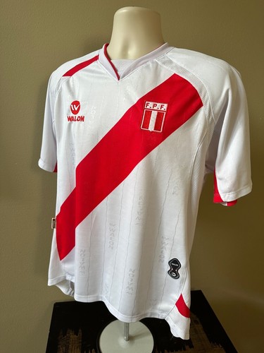WALON Sport (M) White & Red F.P.F. Peru #2 Soccer Jersey