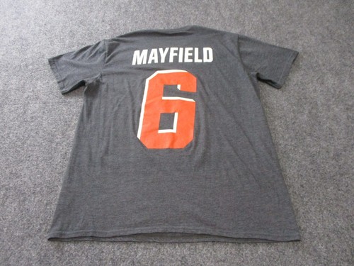 Baker Mayfield Cleveland Browns Shirt Adult Large Gray NFL Mens Cotton - Picture 6 of 9