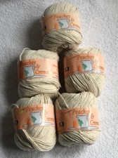5 Skeins 100 Cotton Peaches  Creme Ecru Off-White 4-Ply Worsted Weight Yarn
