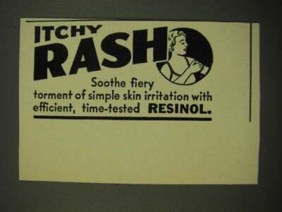 1939 Resinol Ointment Ad - Itchy Rash