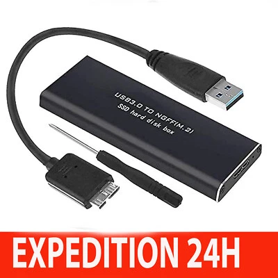 Adaptateur de boîtier externe USB 3.0 à M.2 NGFF SSD SATA Boîte de rangement - Photo 1/4
