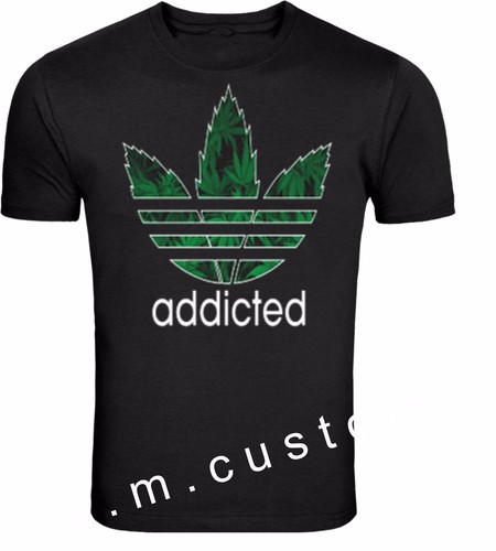 MAGLIETTA Marijuana Weed LEAF addicted kush pot leaf cannabis maglietta uomo S-4XL - Foto 5 di 5