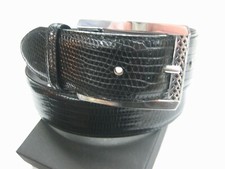 STERLING SILVER 925 BUCKLE WITH GENUINE LIZARD 1.5" BELT MADE IN U.S.A.