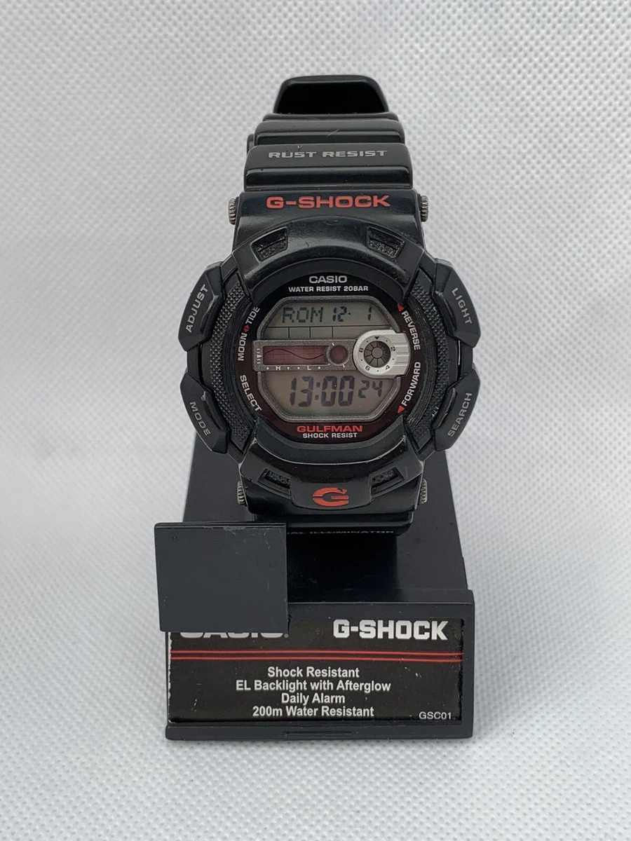 Casio G-9100 Gulfman G-Shock Wrist Watch Man’s 200m Moon Tide Titanium Back