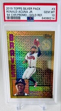 2019 Topps Chrome Silver Pack Ronald Acuna Jr. Gold ‘84 Promo #/50 PSA 10 💎 Gem