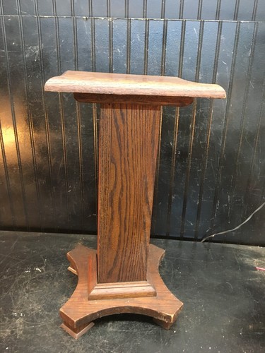 Vintage Wood Plant Fern Stand Pedestal Table Art Deco 1930s 22in tall x 12in