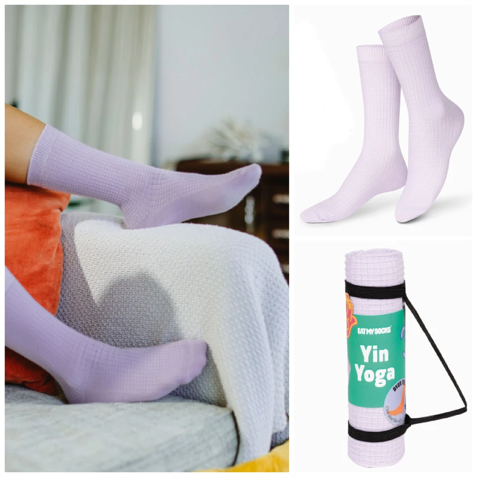 Handmade Women Men Socks Yin Yoga ' Eat my Socks ' ONE SIZE Cotton Blend