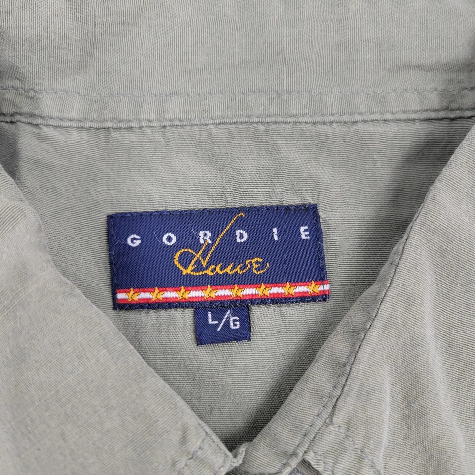 Gordie Howe Brand Men's L Large Olive Drab Short Sleeve Button Front Silk Shirt - Image 4 of 4