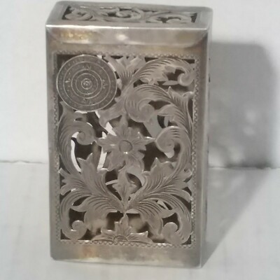 Vtg. Guadalajara Mexico Mayan Calendar Sterling Silver Cigarette Box Holder 