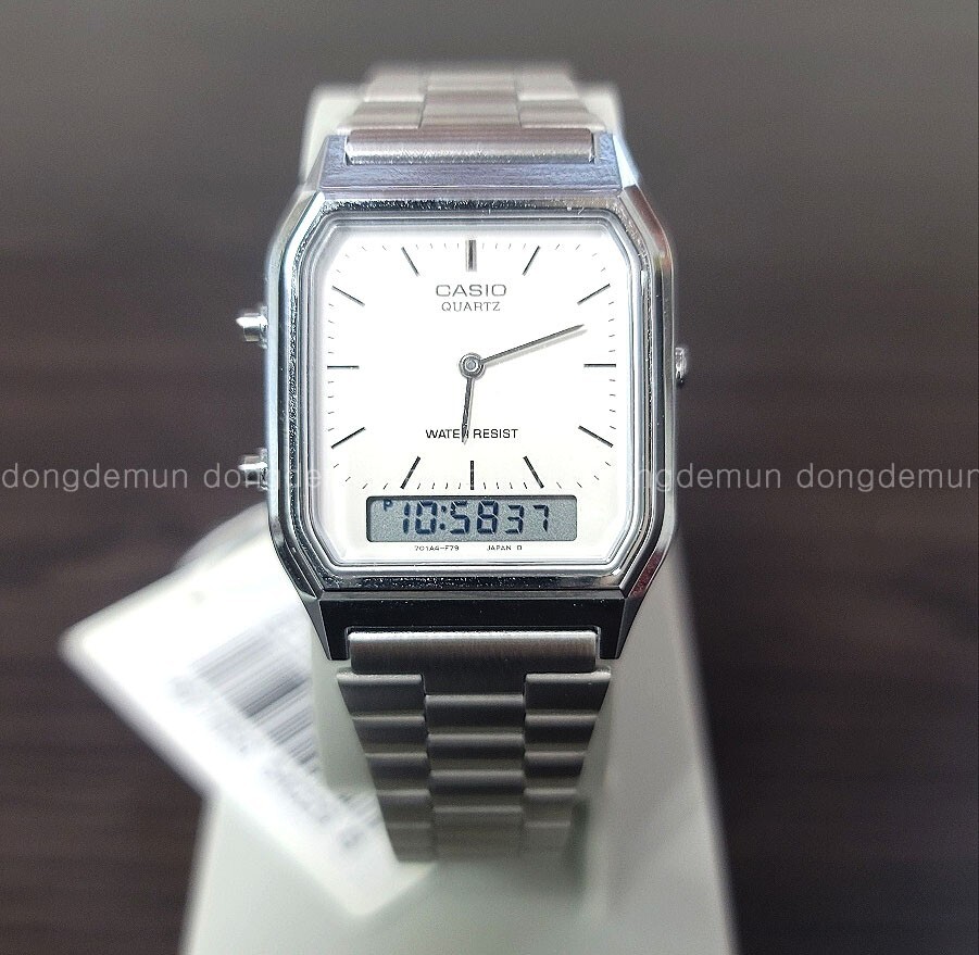 CASIO Watch ORIGINAL AQ-230A-7D Retro Vintage Digital SILVER White