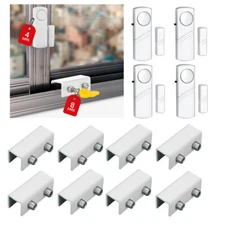 KERUI 4 Wireless Sensor Door Window Burglar Alarm & 8 Window Locks with Key