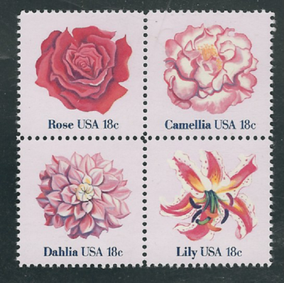 スコット　新品。　ストック Scott # 1876/918 CentFlowersBlock of 4 In Order | eBay