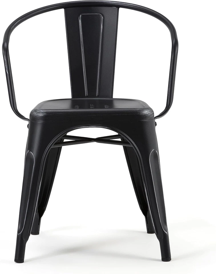 Sillón de comedor industrial de metal Larkin (juego de 2) en negro envejecido, plateado, Foto 3 de 4