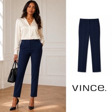 Vince Navy Tailored Straight-Leg Trousers Size 4