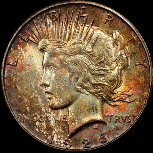 PCGS MS63 1926 S Silver Peace Dollar Fantastic Toning!!!
