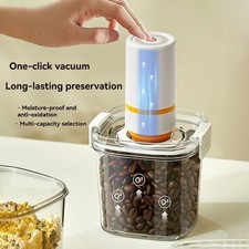 Coffee Canister - Plastic Vacuum Sealed Tank for Kitchen Storage - Food
