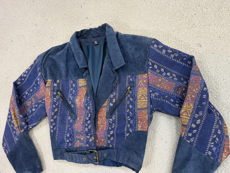 Chaqueta de gamuza vintage para mujer XS 36 Southwestern Boho recortada Western Rodeo años 80 Foto 2 de 4
