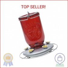 Perky-Pet Red Mason Jar Vintage Glass Hummingbird Feeder - Outdoor Garden D cor