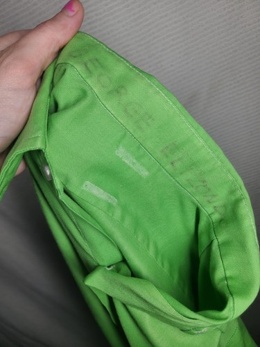 Vtg 60s Lime Green Button Up Shirt Retro Collar Men's Medium Cotton Blend Woven - Picture 11 of 13