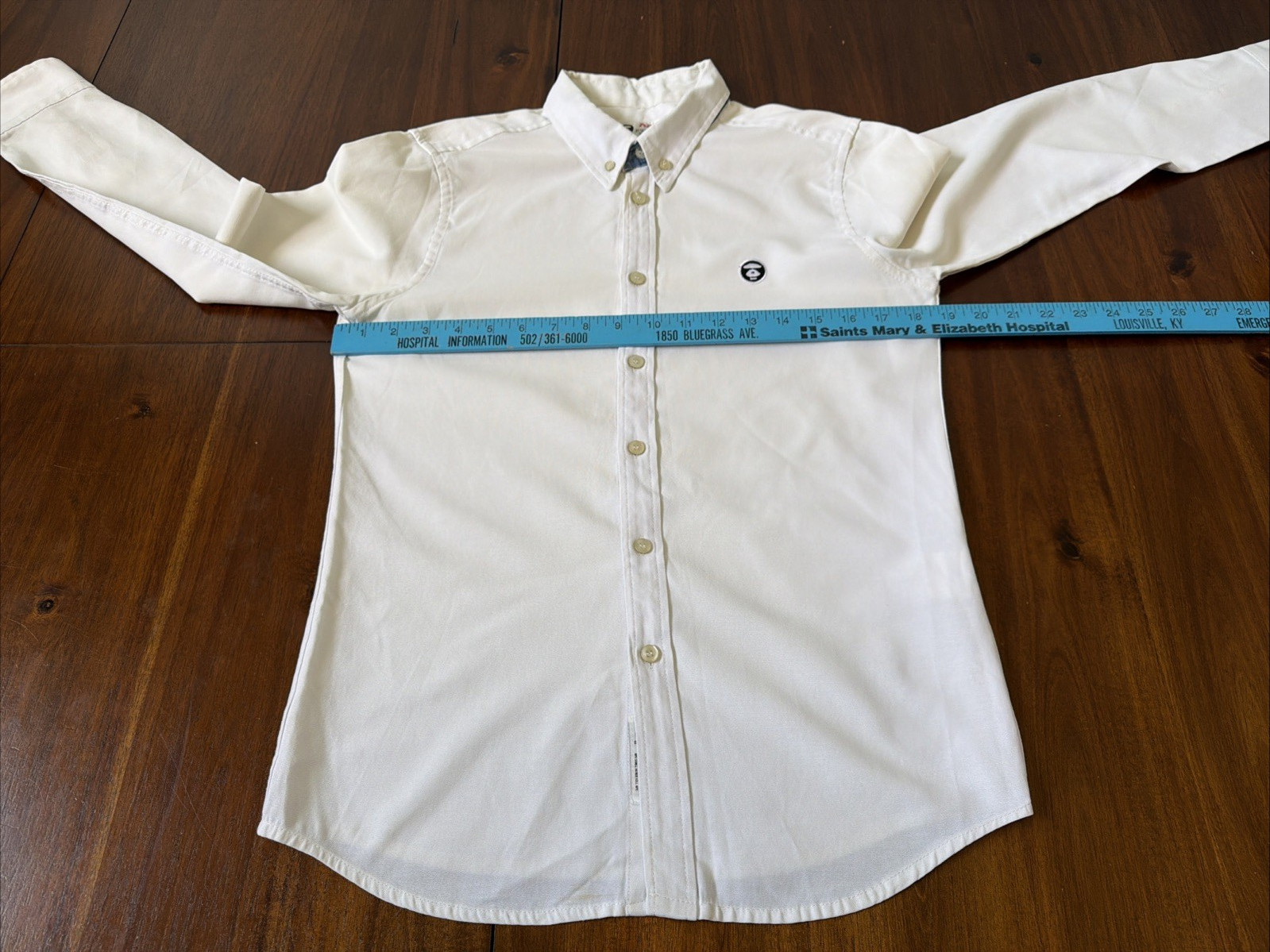 AAPE A Bathing Ape Oxford Long Sleeve White Button Up Dress Shirt Mens Large thumbnail 8