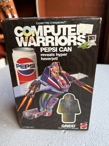 Vintage Mattel Computer Warriors 1989 GRID Pepsi Can Hoverjet Pilot NOS-See Pics