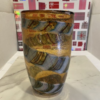 Murano Style Italian Decorative Fused Hand Blown Art Glass Vase