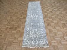 2'7 x 10 Runner Hand Knotted Gray Modern Oushak Oriental Rug G16444