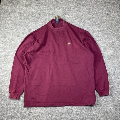 Gant Shirt Mens XL Red Cotton Logo Crew Neck Long Sleeve Relaxed Fit Side Slit