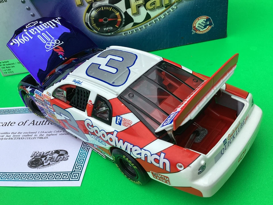 1/24 Dale Earnhardt #3 1996 Atlanta Olympics in Rare Blue Color Chrome 1 of 5004 - Image 3 of 4