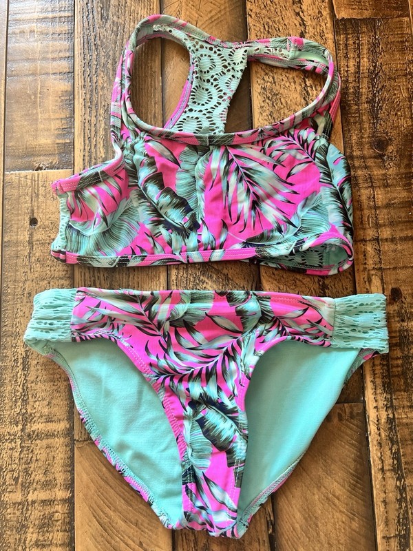 Girls Palm Tree Bikini Swimsuit Size 8