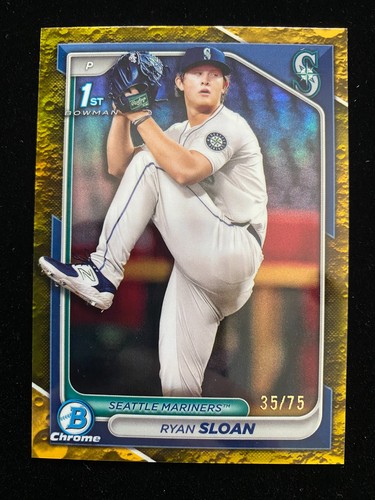 2024 Bowman Chrome Draft RYAN SLOAN 1st Rookie YELLOW REFRACTOR #/75 Mariners RC