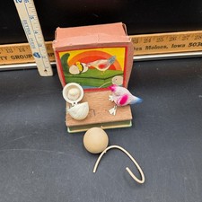 Vintage RARE Mechanical Celluloid Chicken Egg Toy w Original Box FOR REPAIR