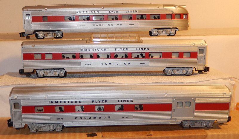 American Flyer Pretty Rare 5 digit, 3 Car Red Stripe Pullman Set Close To New