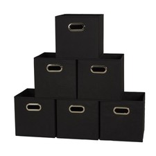 801 Foldable Fabric Storage Bins  Set Of 6 Cubby Cubes With Handles  Black