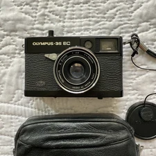 Olympus 35 EC 35mm Black Film Camera  With Strap  Case Untested