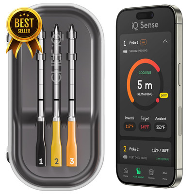 Sense Smart Wireless Meat Thermometer with 3 Ultra Thin Probes WiFi Unlimited Ra